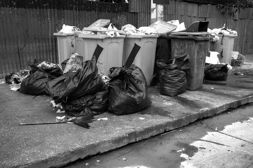 Construction site with waste clearance team